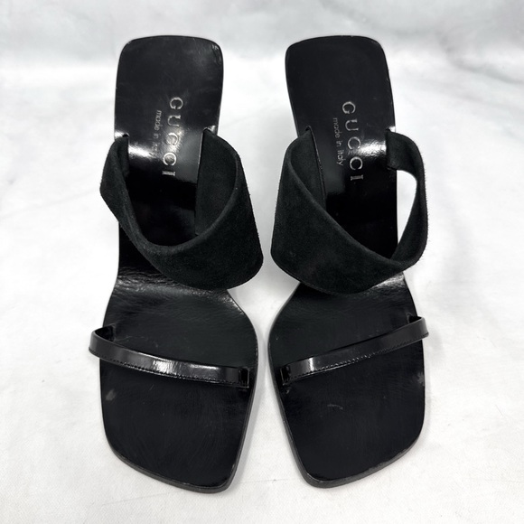 Gucci Shoes - Gucci Black Suede & Patent Leather Heeled Sandals